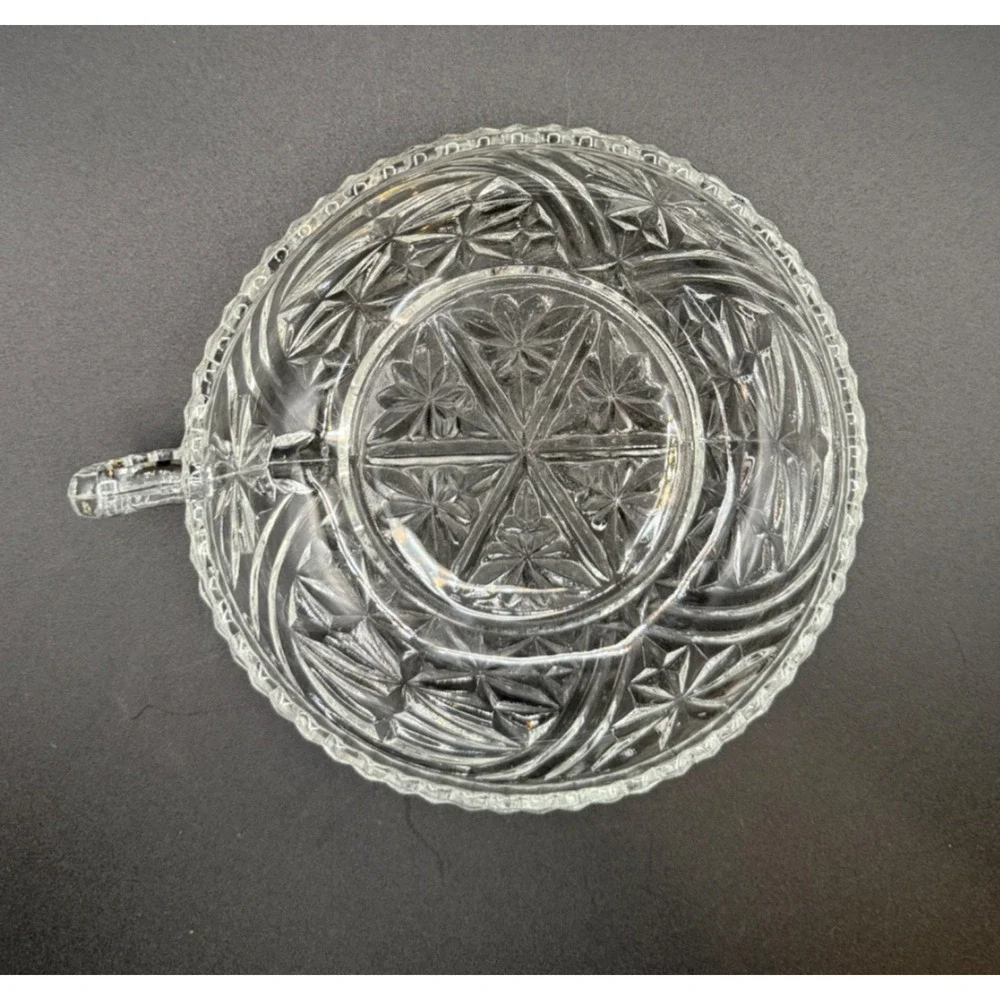 ⭐ Vintage Anchor Hocking Stars & Bars Relish Dish & Nappy Pressed Glass